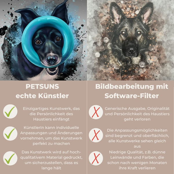 Handgemaltes Haustierportrait auf Premium Leinwand im Halo Stil