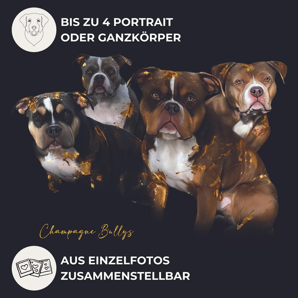 Handgemaltes Haustierportrait auf Premium Leinwand im Gold Stil