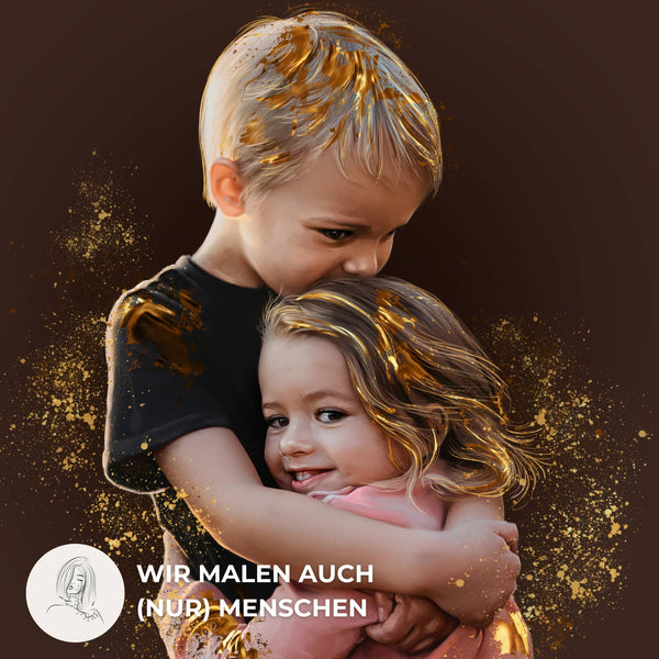 Handgemaltes Haustierportrait auf Premium Leinwand im Gold Stil