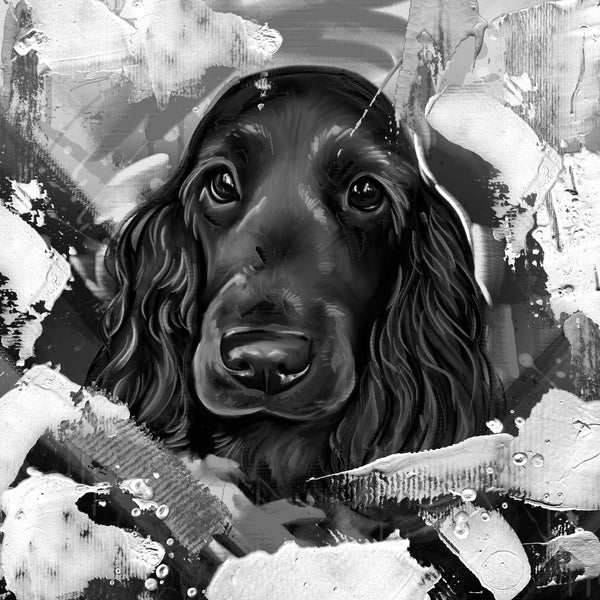 Handgemaltes Haustierportrait auf Premium Leinwand im Black & White Stil