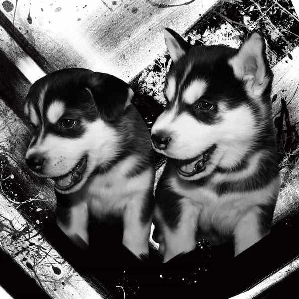 Handgemaltes Haustierportrait auf hochwertiger Tasse im Black & White Stil