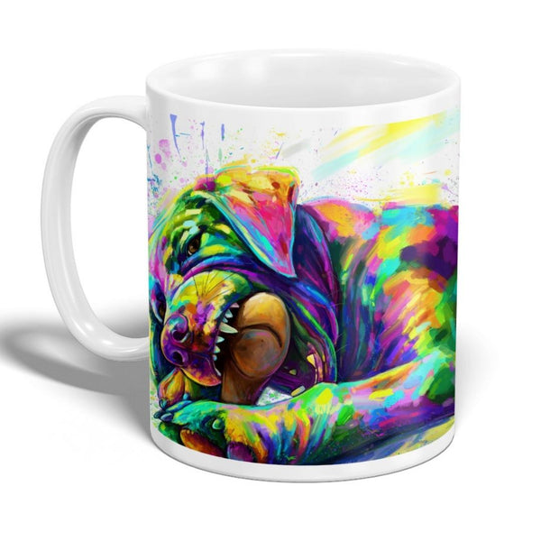 Handgemaltes Haustierportrait auf hochwertiger Tasse im Colourful Stil