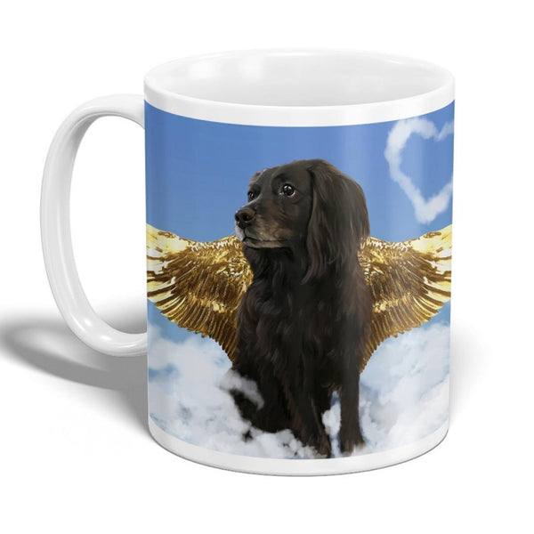 Handgemaltes Haustierportrait auf hochwertiger Tasse im Engel Stil