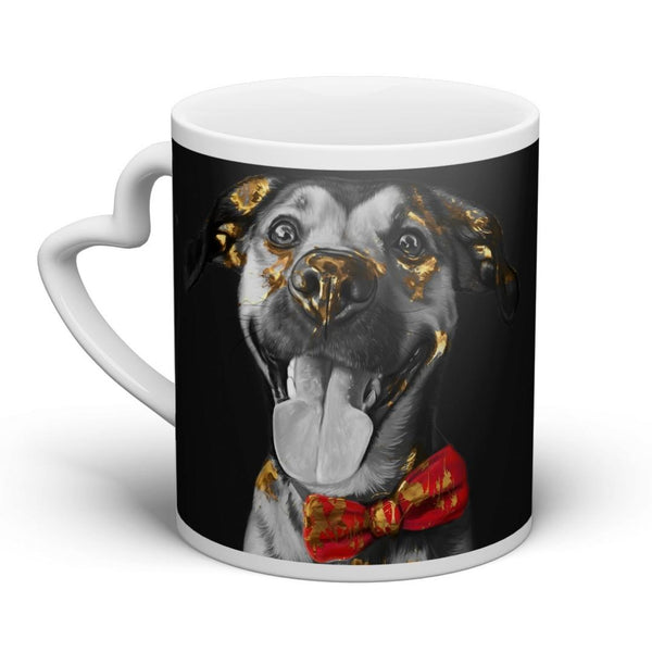 Handgemaltes Haustierportrait auf hochwertiger Tasse im Gold Stil
