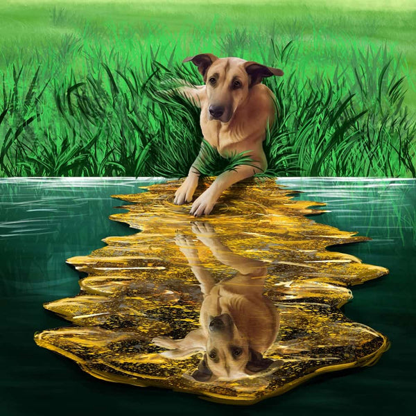 Handgemaltes Haustierportrait auf Premium Kuscheldecke im Double Stil