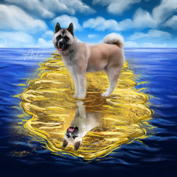 Handgemaltes Haustierportrait auf Acrylglas im Double Stil