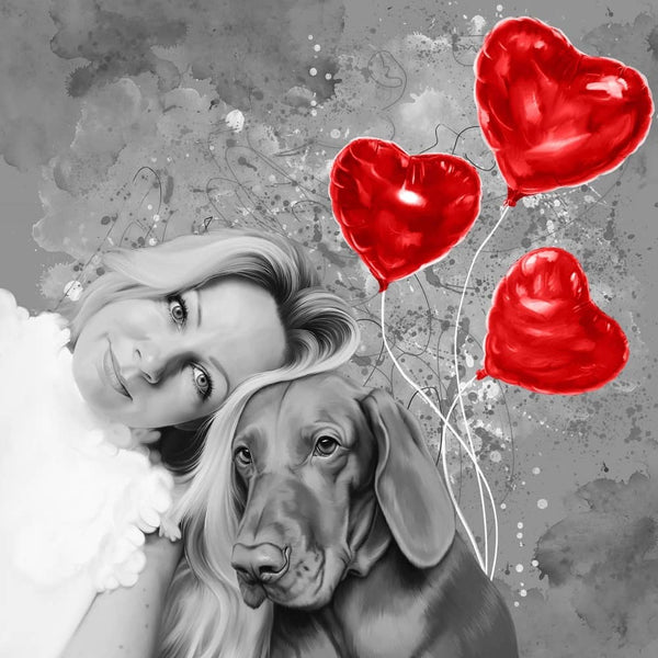 Handgemaltes Haustierportrait auf Acrylglas im Love Stil