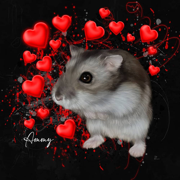 Handgemaltes Haustierportrait als Acrylblock im Love Stil