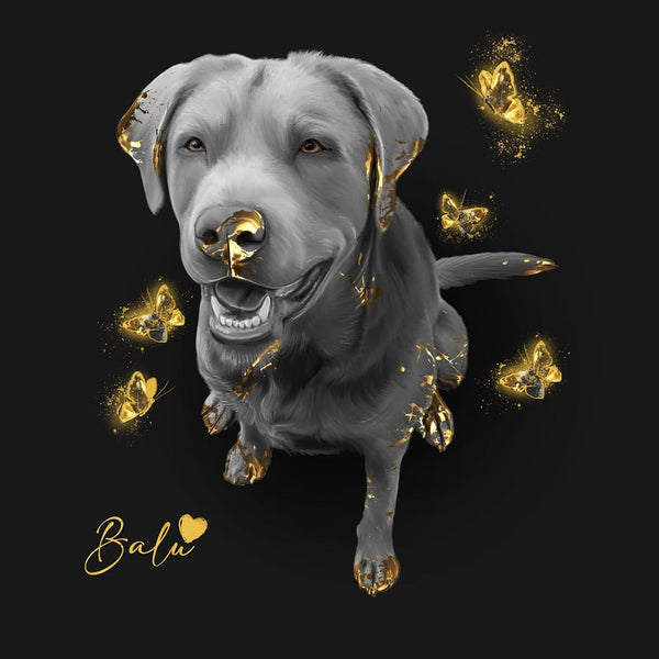 Handgemaltes Haustierportrait auf Premium Kuschelkissen im Butterfly Stil