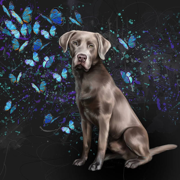 Handgemaltes Haustierportrait auf Acrylglas im Butterfly Stil