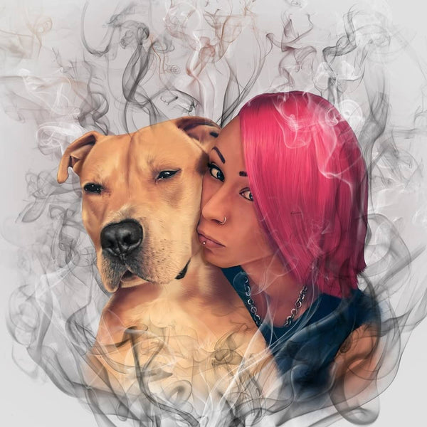 Handgemaltes Haustierportrait als Digitale Datei im Smoke Stil