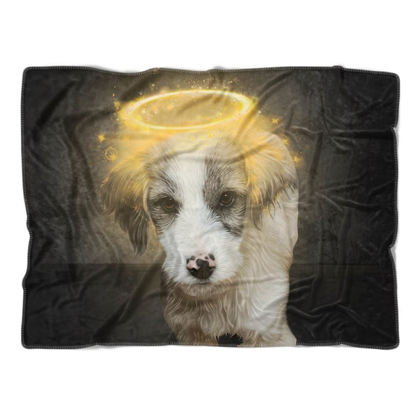 Handgemaltes Haustierportrait auf Premium Kuscheldecke im Halo Stil