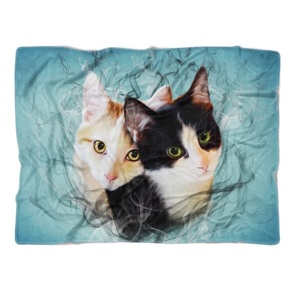 Handgemaltes Haustierportrait auf Premium Kuscheldecke im Smoke Stil