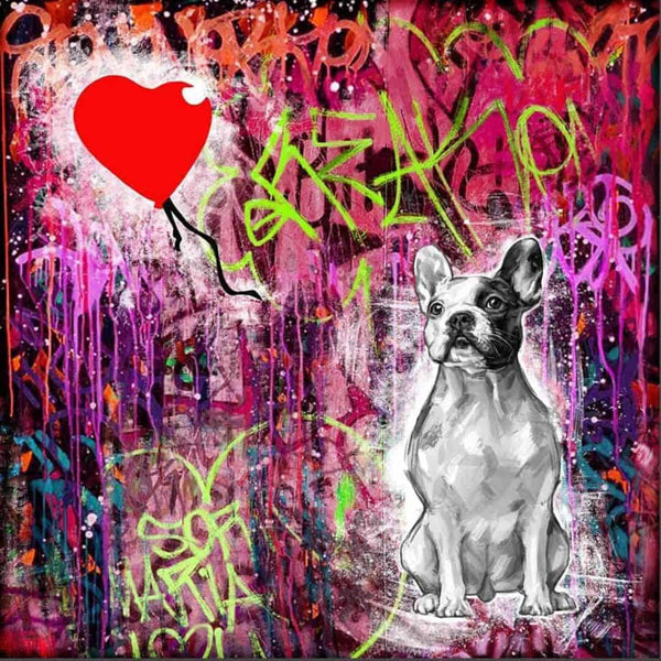 Handgemaltes Haustierportrait auf Acrylglas im Streetart Stil