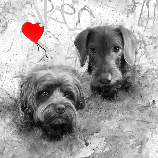 Handgemaltes Haustierportrait als Acrylblock im Streetart Stil