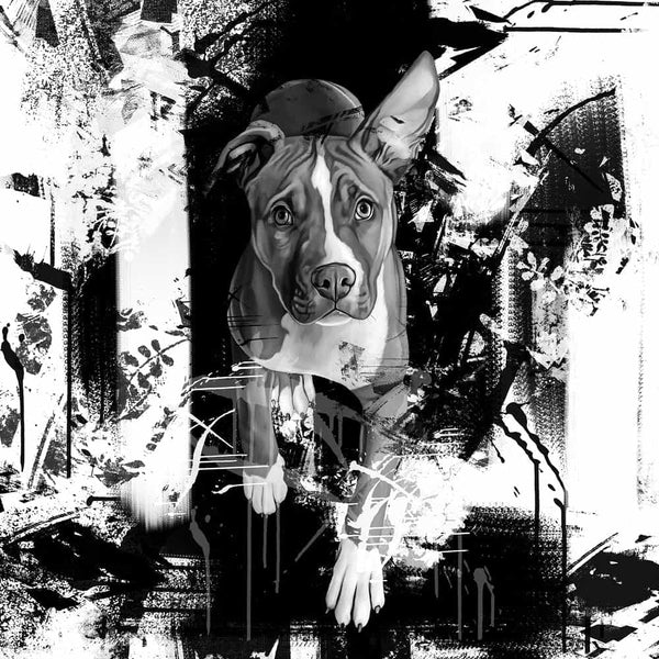 Handgemaltes Haustierportrait auf Premium Leinwand im Black & White Stil