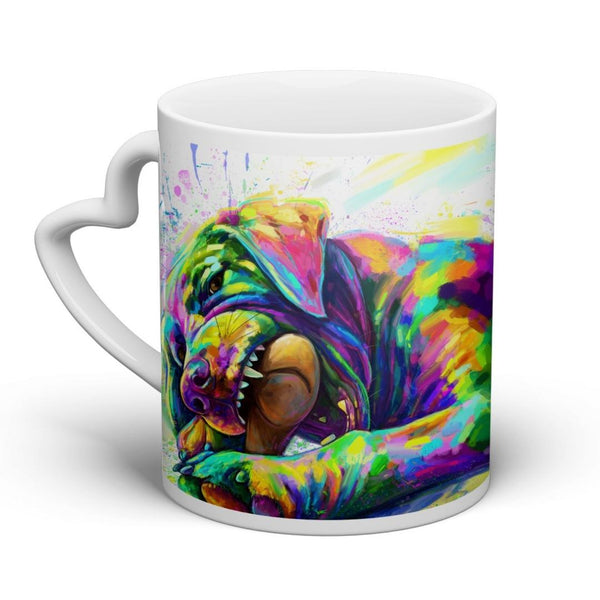 Handgemaltes Haustierportrait auf hochwertiger Tasse im Colourful Stil