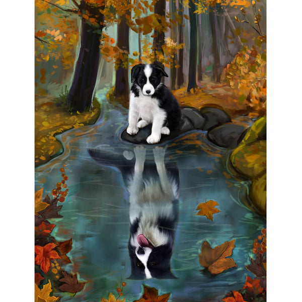 Handgemaltes Haustierportrait auf Acrylglas im Double Stil