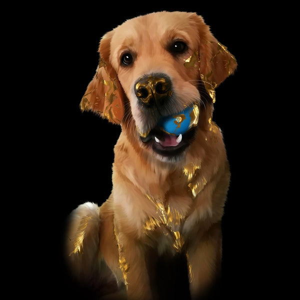 Handgemaltes Haustierportrait auf XXL-Leinwand im Gold Stil