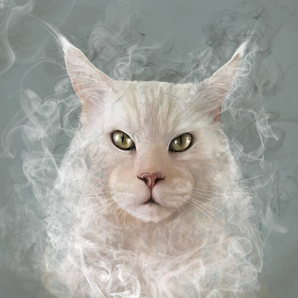 Handgemaltes Haustierportrait als Acrylblock im Smoke Stil