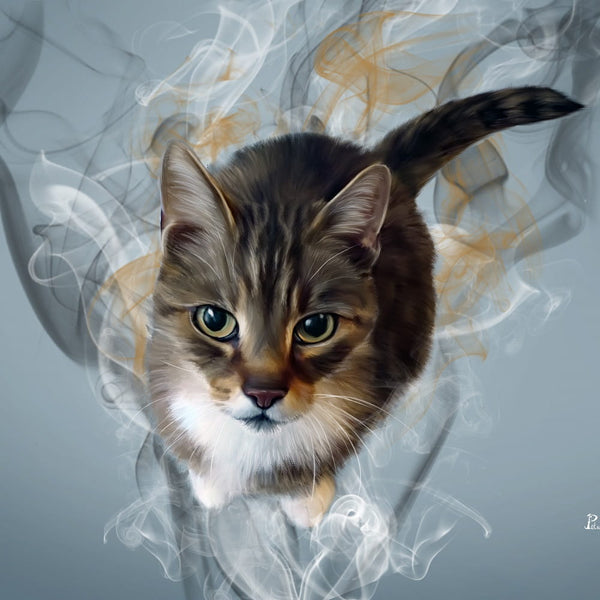 Handgemaltes Haustierportrait auf Acrylglas im Smoke Stil