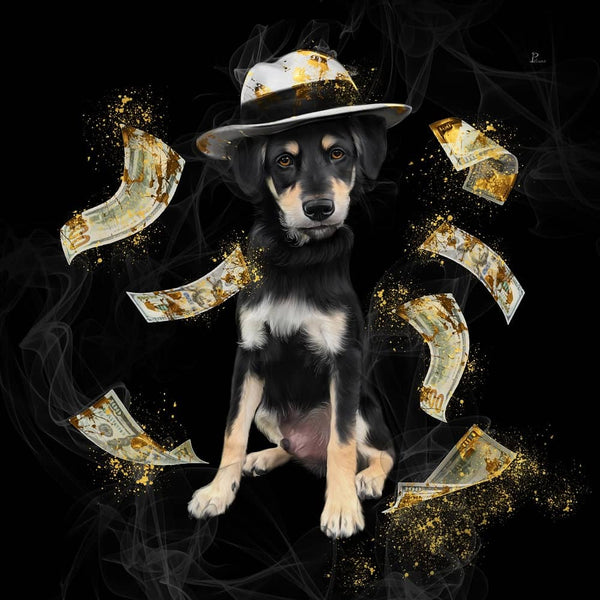 Handgemaltes Haustierportrait als Digitale Datei im Mafia Stil