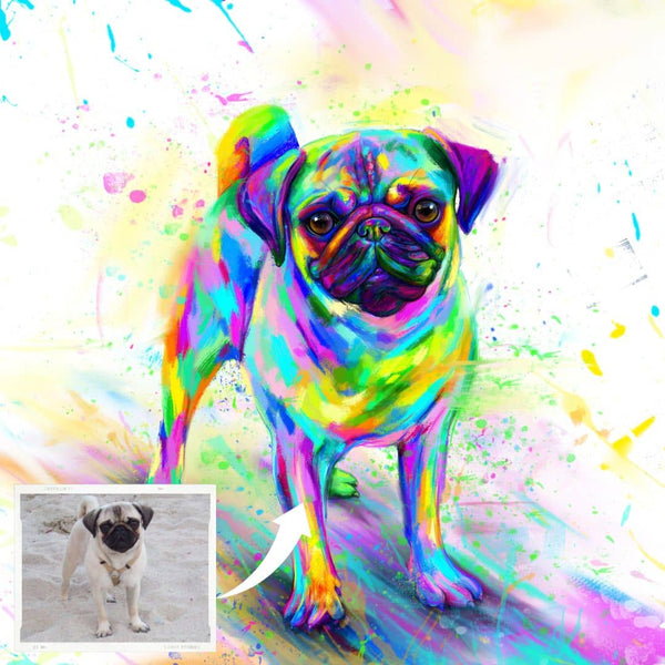 Handgemaltes Haustierportrait auf Premium Kuschelkissen im Colourful Stil