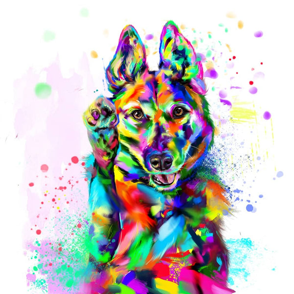 Handgemaltes Haustierportrait auf Premium Kuscheldecke im Colourful Stil