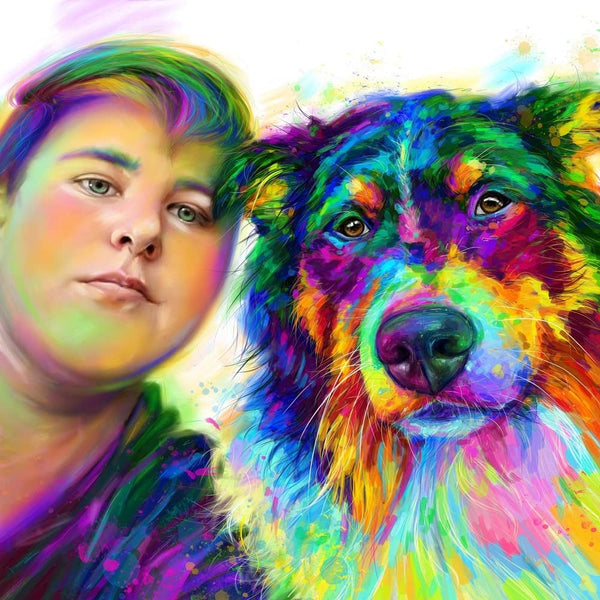 Handgemaltes Haustierportrait auf Acrylglas im Colourful Stil